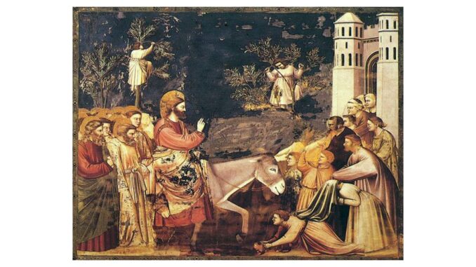 Intrarea lui Isus in Ierusalimm de Giotto aproximativ in anul 1300